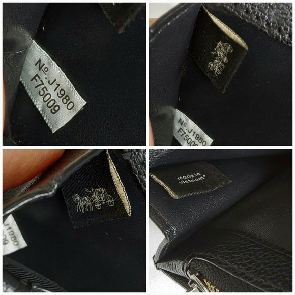 'COACH' PEBBLE LEATHER FULL-ZIP POCKET CARD SLOT LONG UNISEX WALLET BLACK/CHROME - Picture 13 of 16